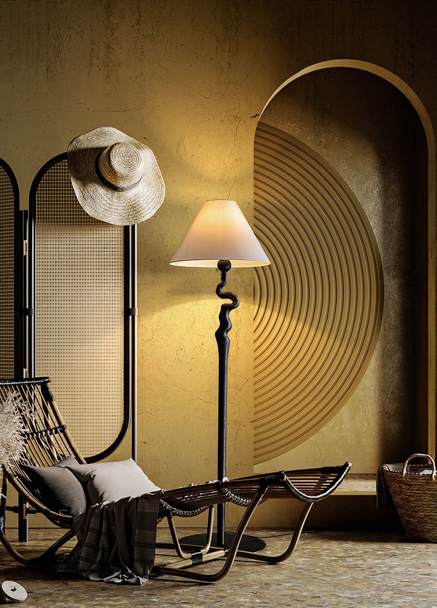 Serpentine Twist Floor Lamp with Adjustable Shade LED Indoor