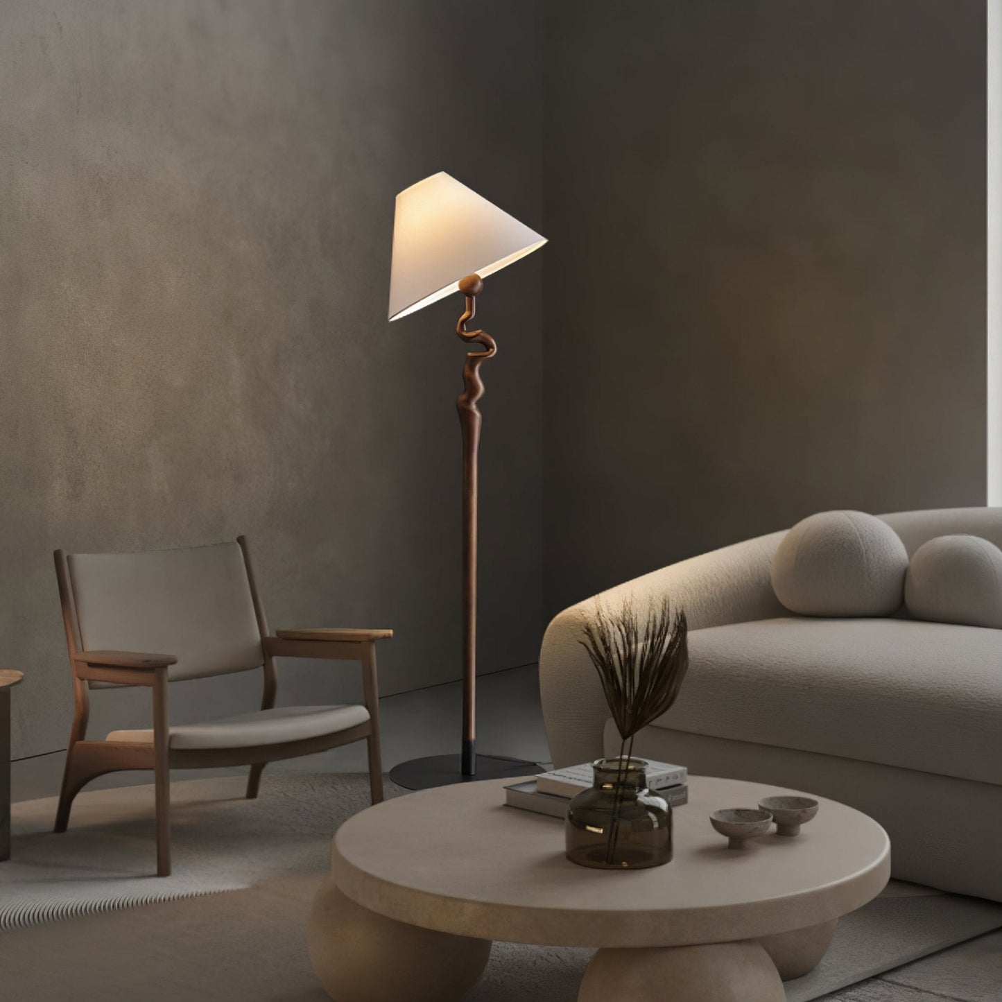 Serpentine Twist Floor Lamp with Adjustable Shade LED Indoor