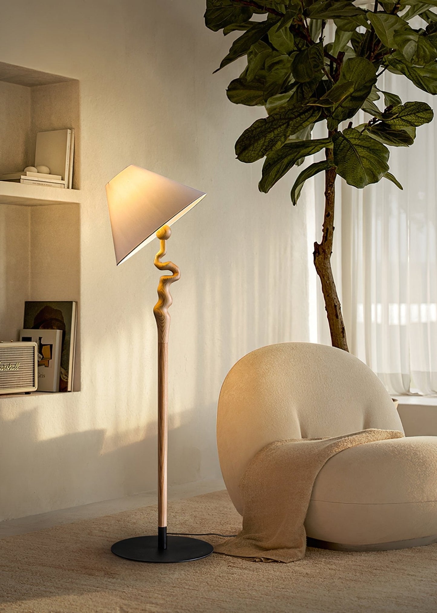 Serpentine Twist Floor Lamp with Adjustable Shade LED Indoor