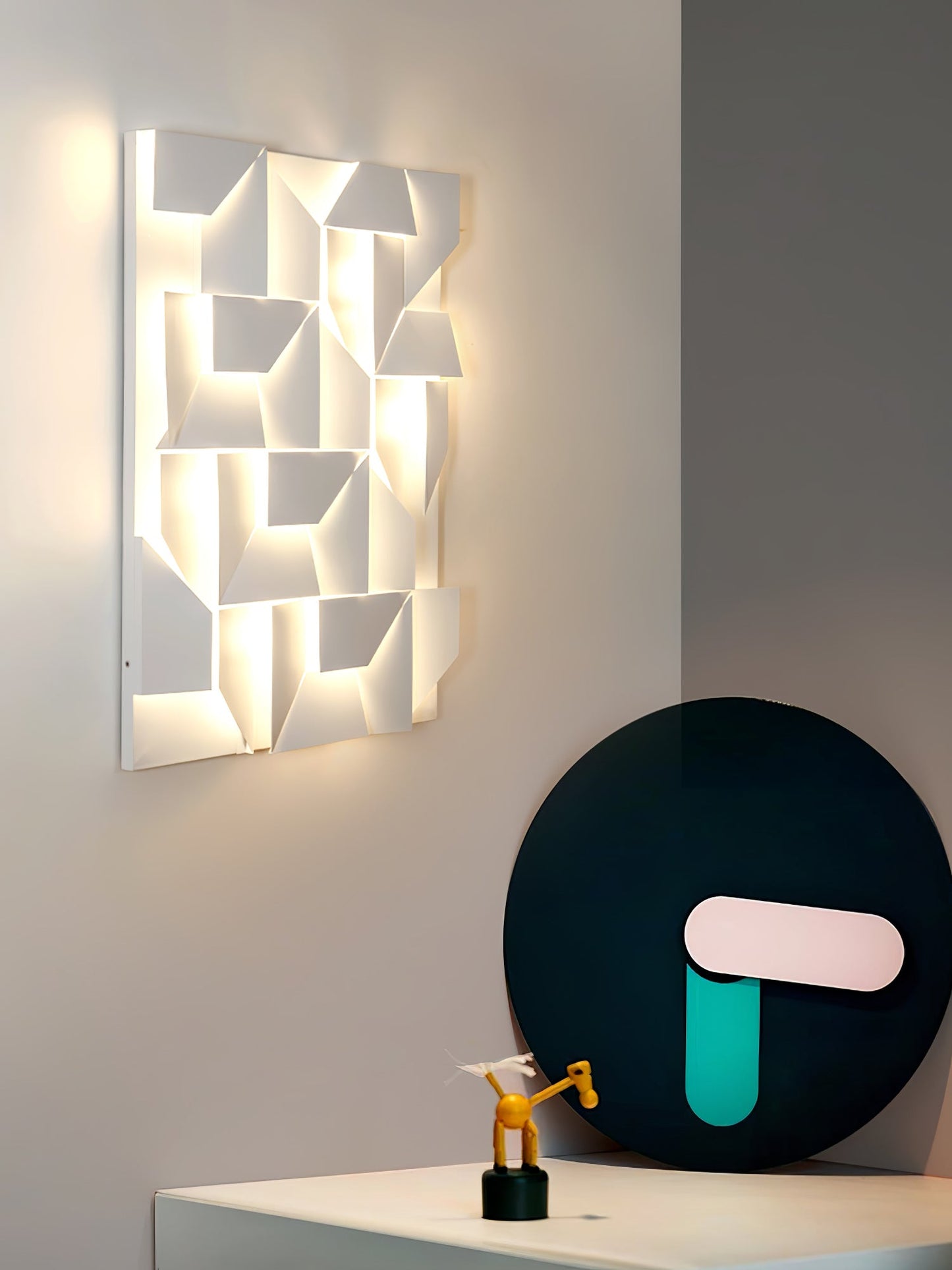 Shadows Grand Plug-in Sconce LED Wall Light - White Metal