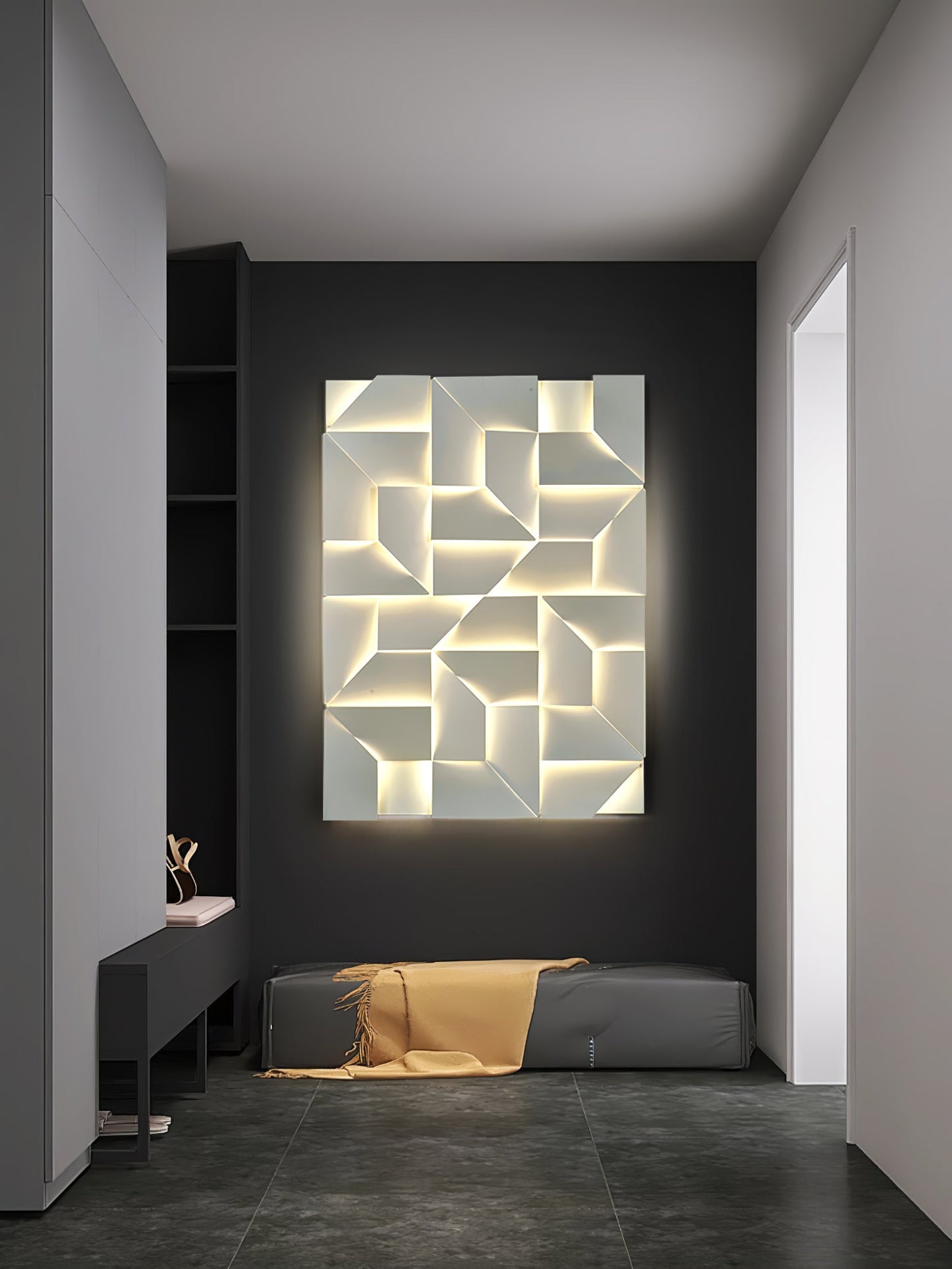 Shadows Grand Plug-in Sconce LED Wall Light - White Metal