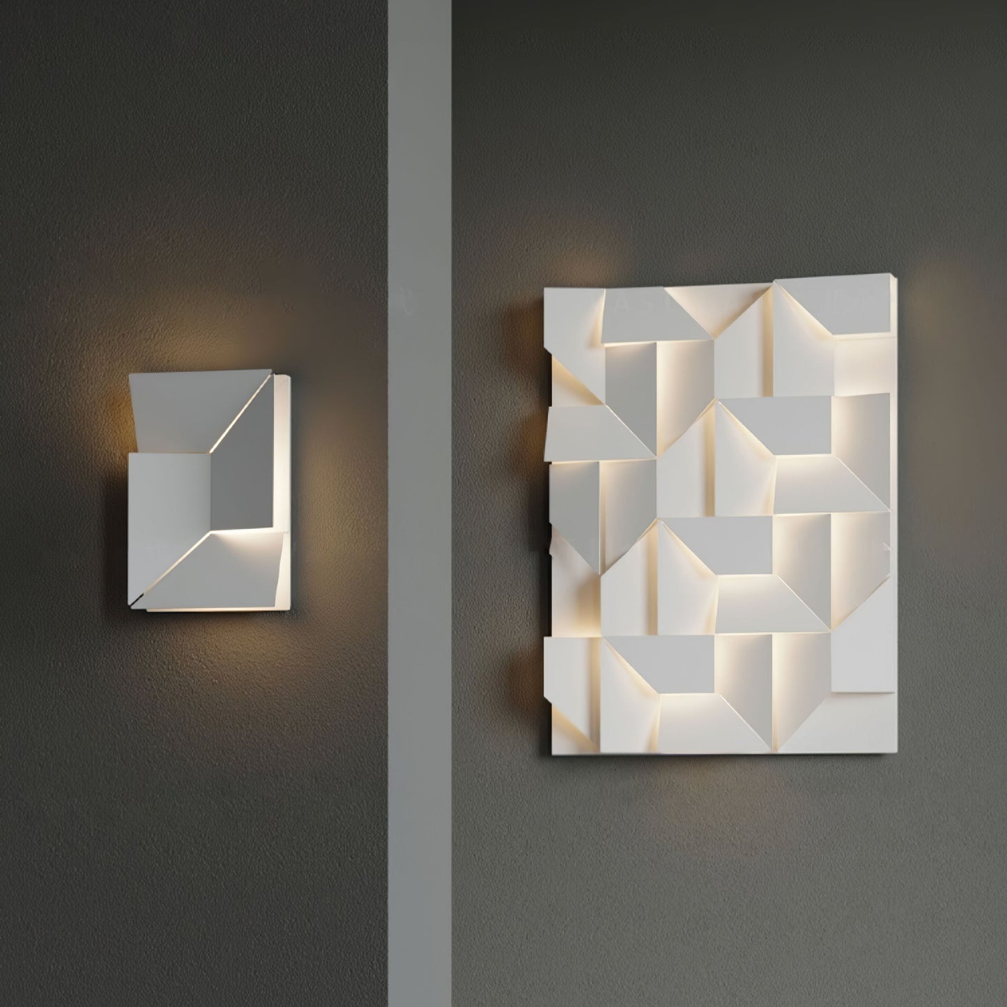 Shadows Grand Plug-in Sconce LED Wall Light - White Metal