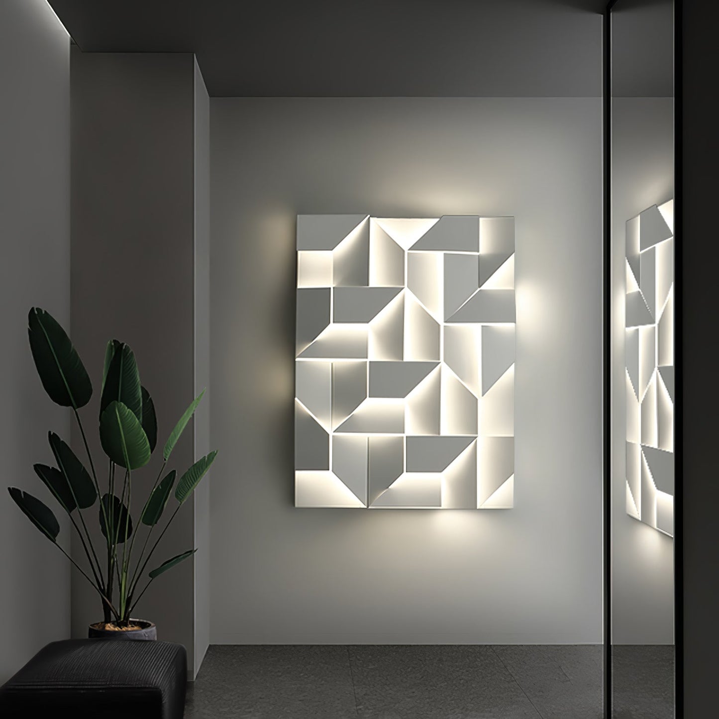 Shadows Grand Plug-in Sconce LED Wall Light - White Metal