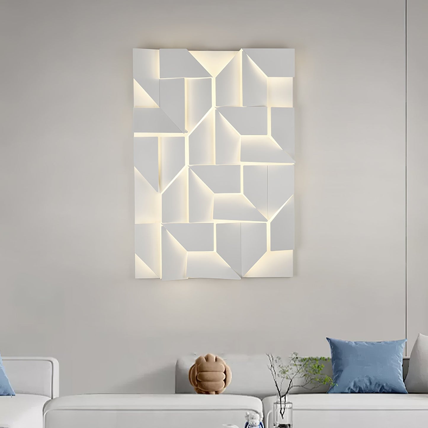 Shadows Grand Plug-in Sconce LED Wall Light - White Metal