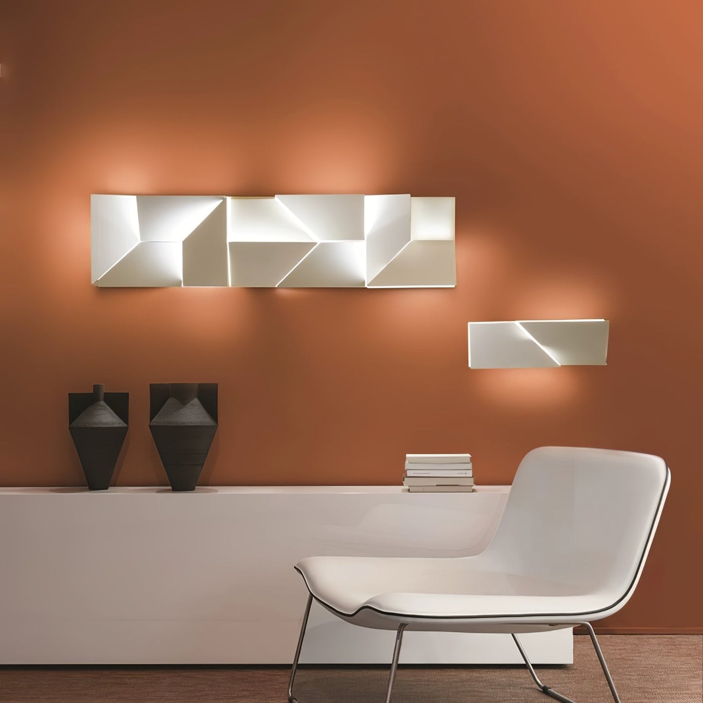 Shadows Grand Plug-in Sconce LED Wall Light - White Metal