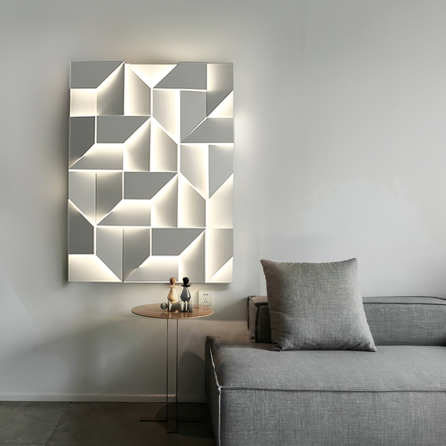 Shadows Grand Plug-in Sconce LED Wall Light - White Metal
