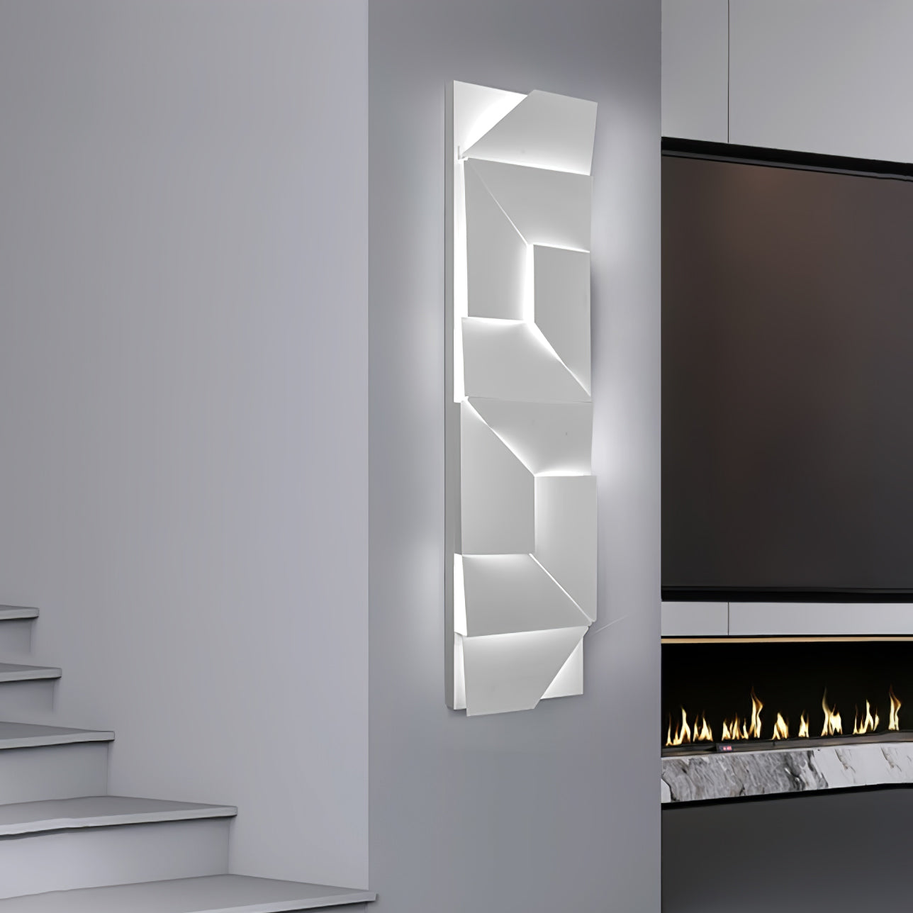 Shadows Grand Plug-in Sconce LED Wall Light - White Metal