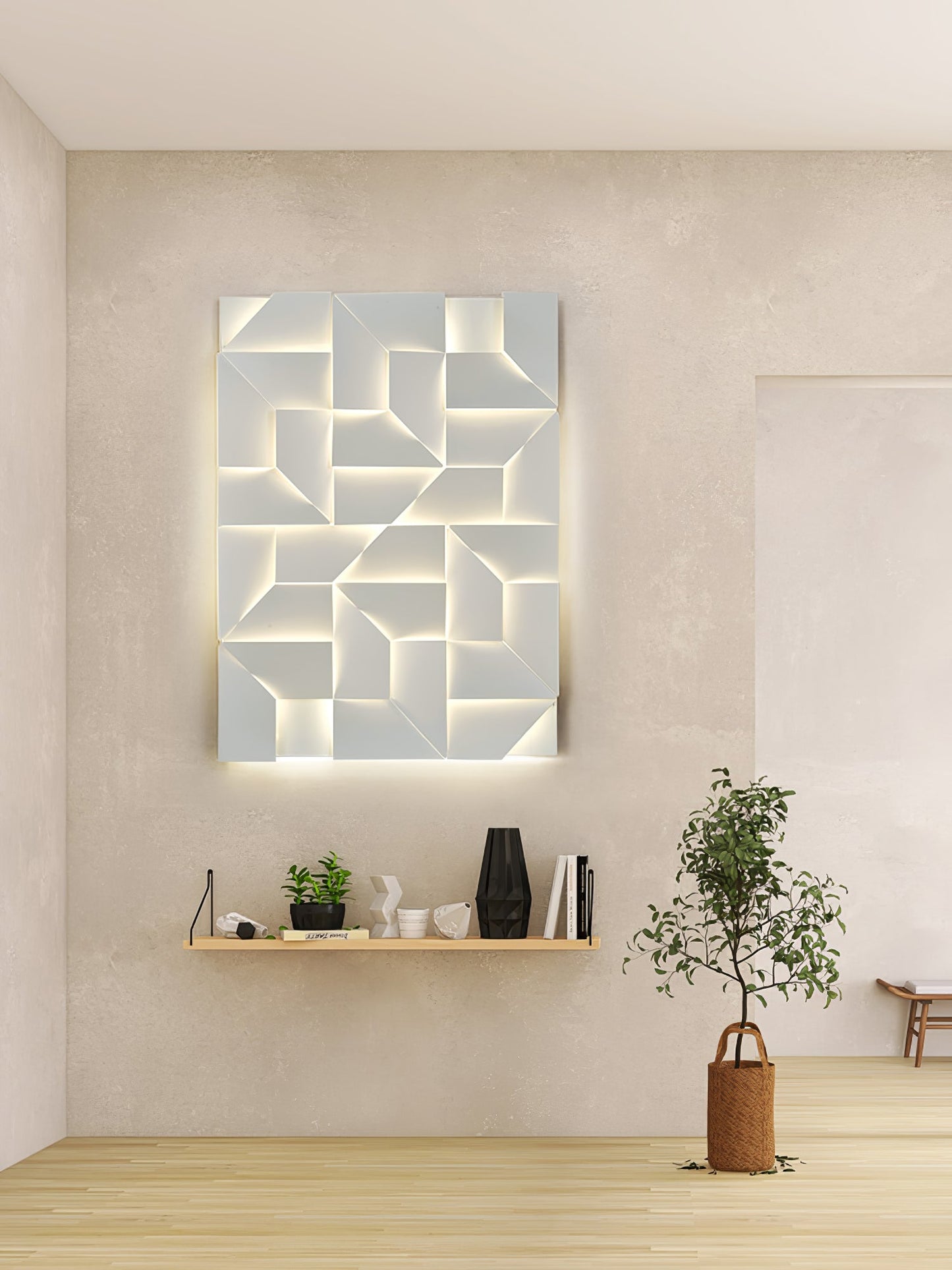 Shadows Grand Plug-in Sconce LED Wall Light - White Metal