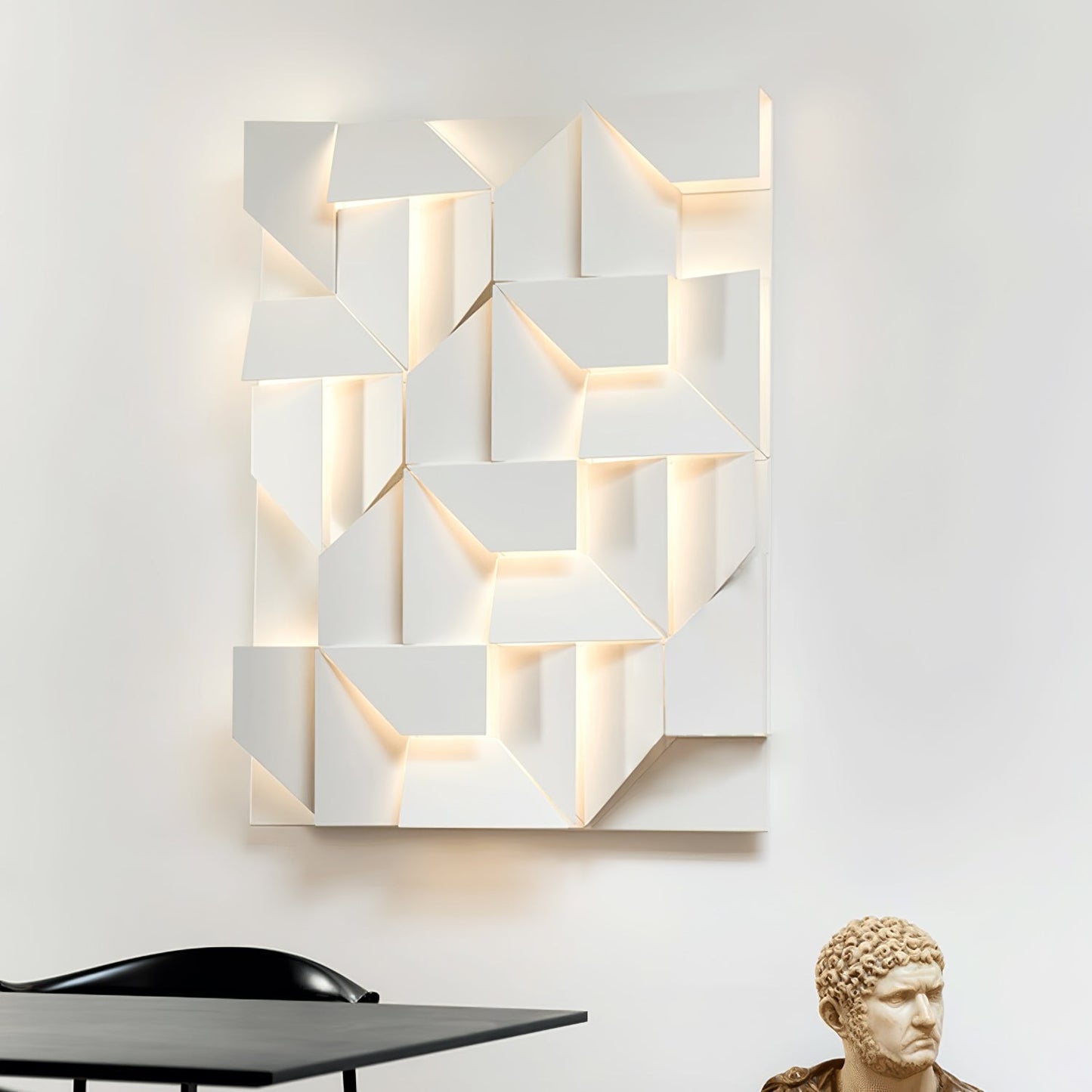 Shadows Grand Plug-in Sconce LED Wall Light - White Metal
