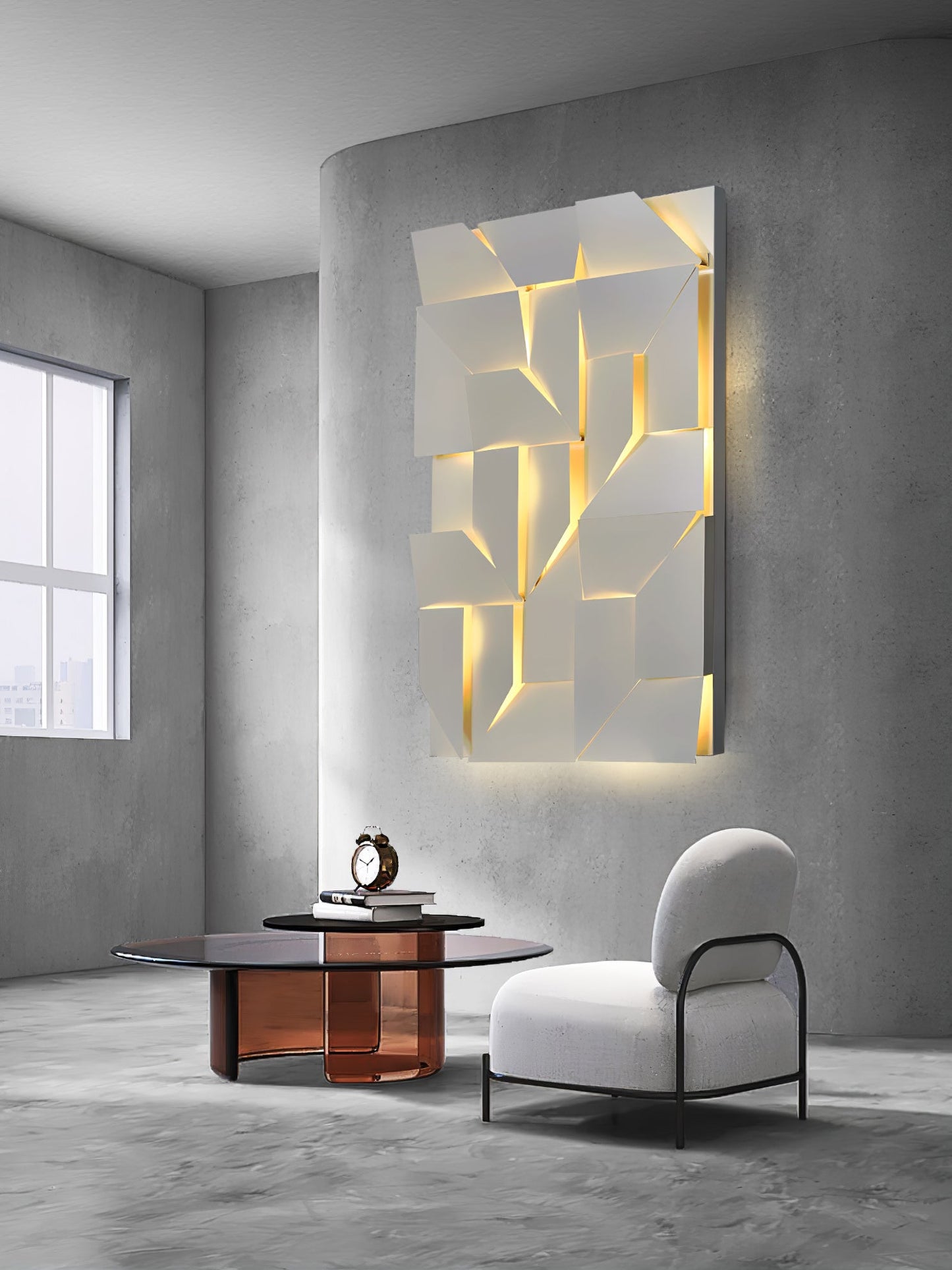Shadows Grand Plug-in Sconce LED Wall Light - White Metal