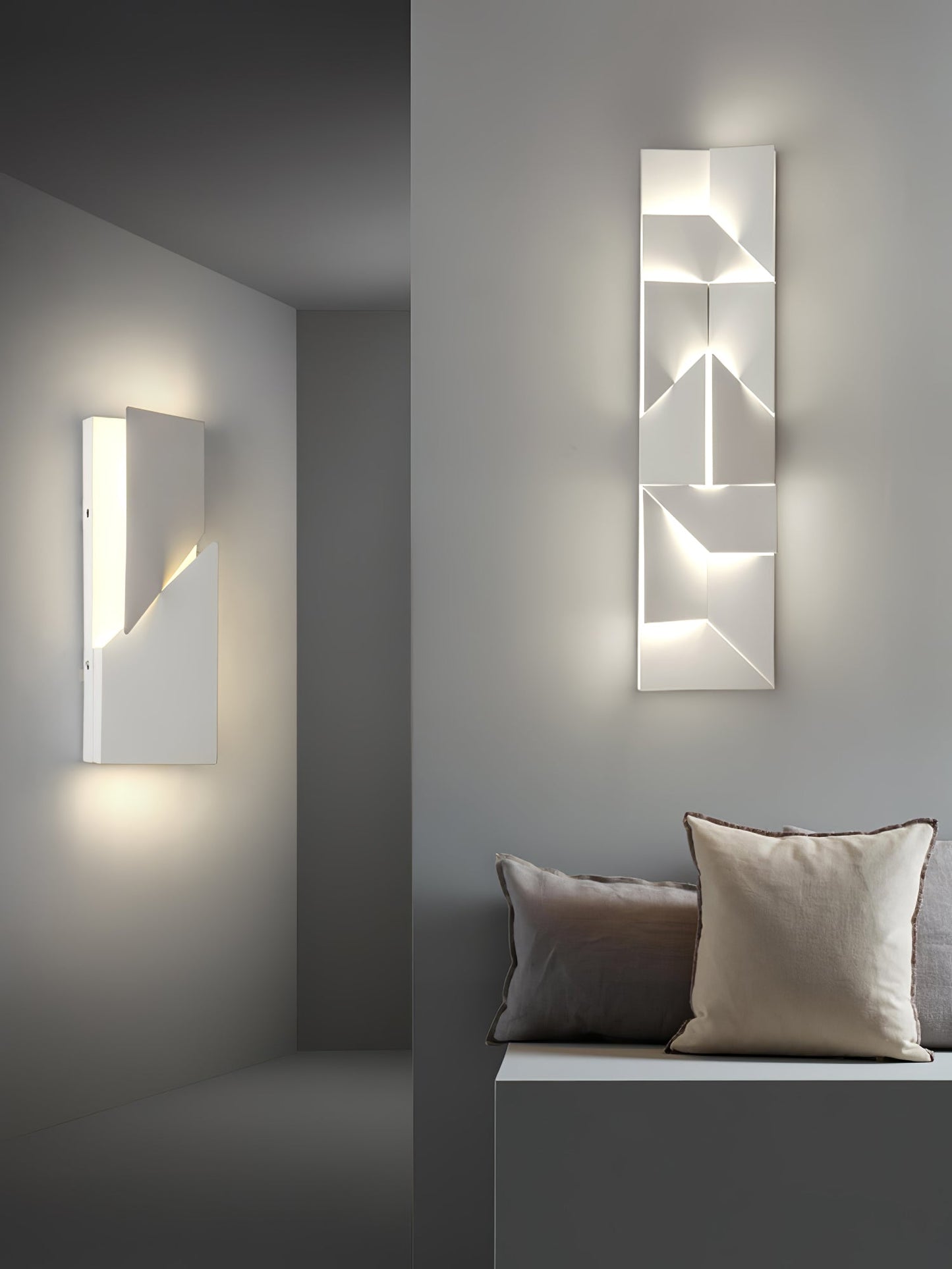 Shadows Grand Plug-in Sconce LED Wall Light - White Metal