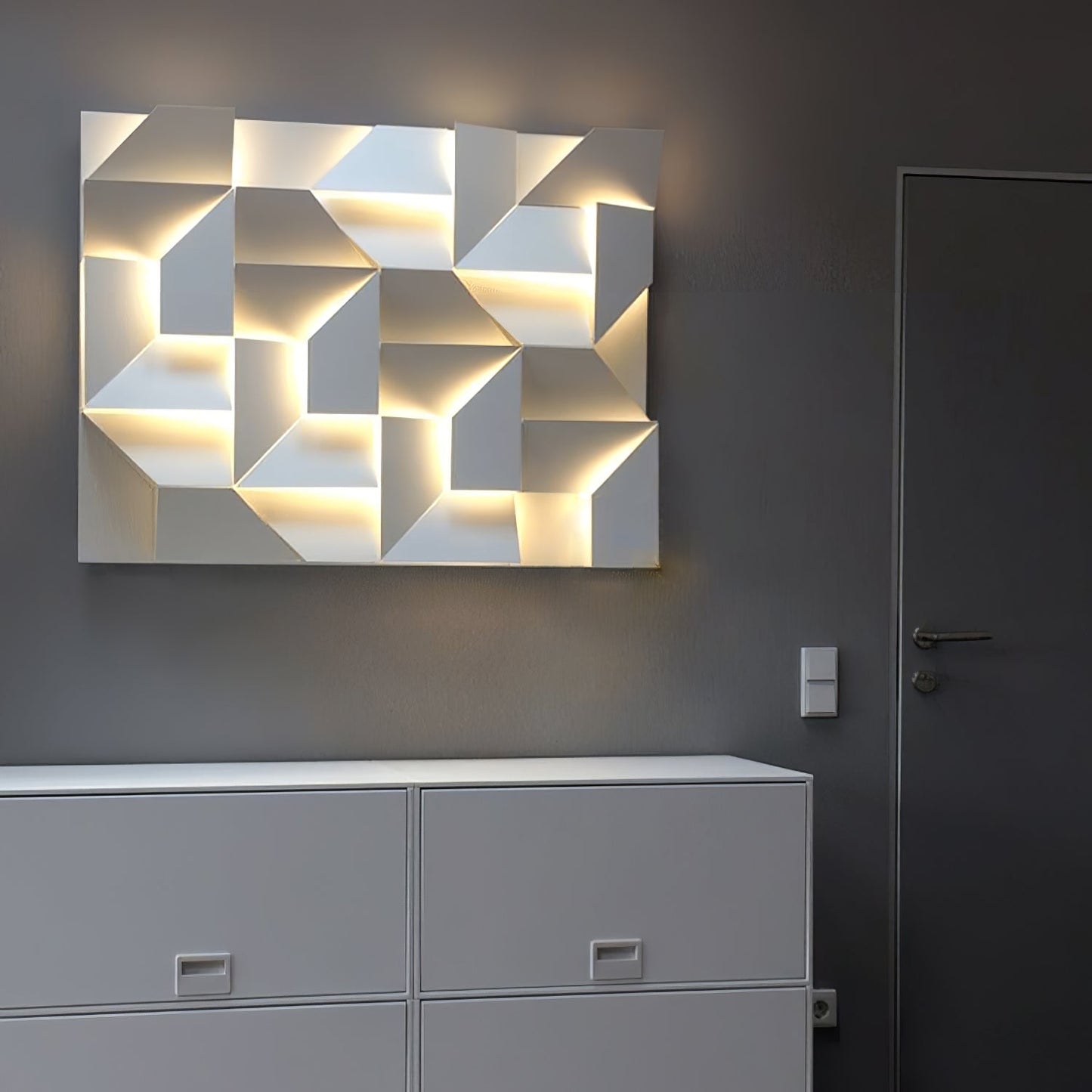 Shadows Grand Plug-in Sconce LED Wall Light - White Metal