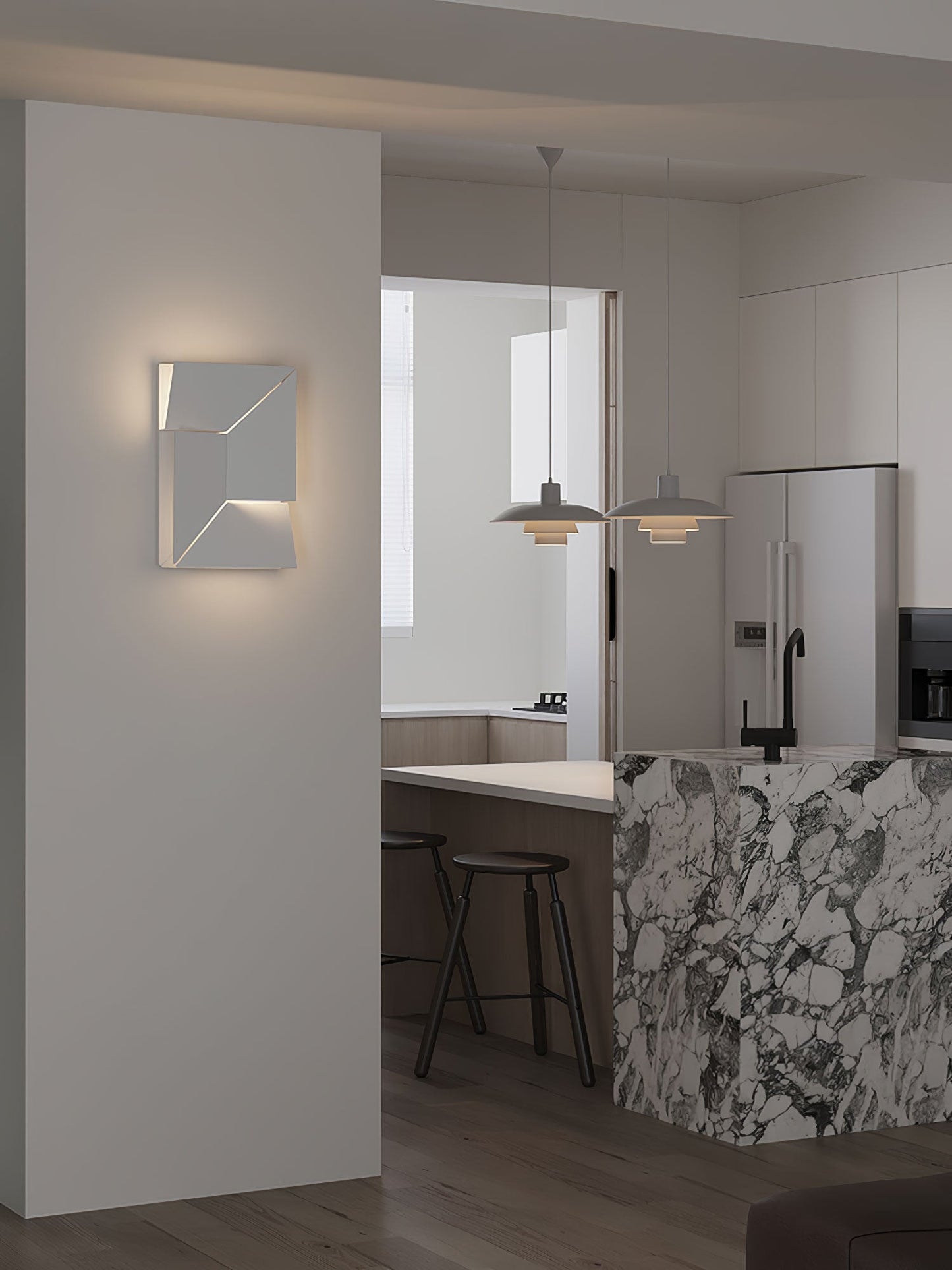 Shadows Grand Plug-in Sconce LED Wall Light - White Metal