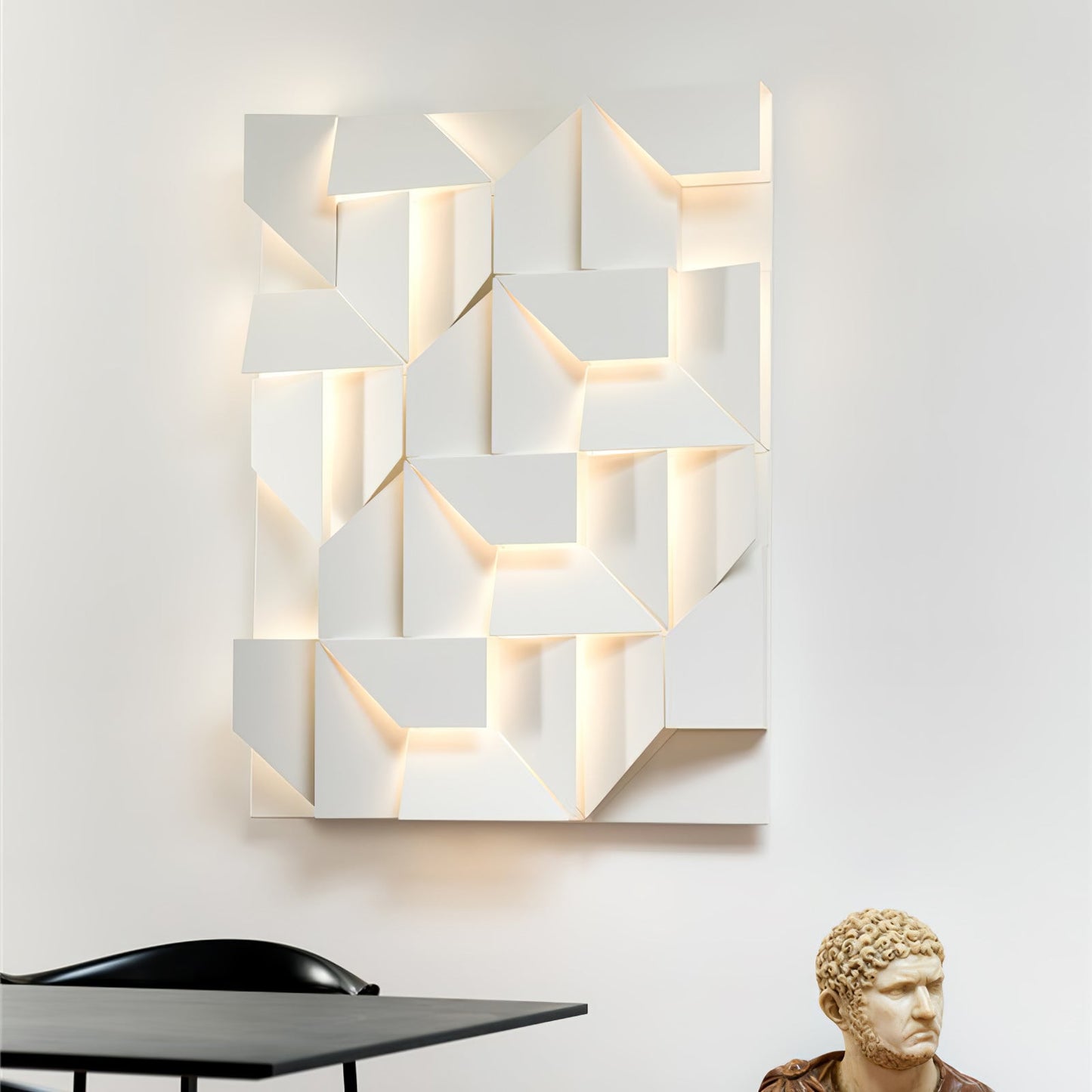 Shadows Grand Plug-in Sconce LED Wall Light - White Metal