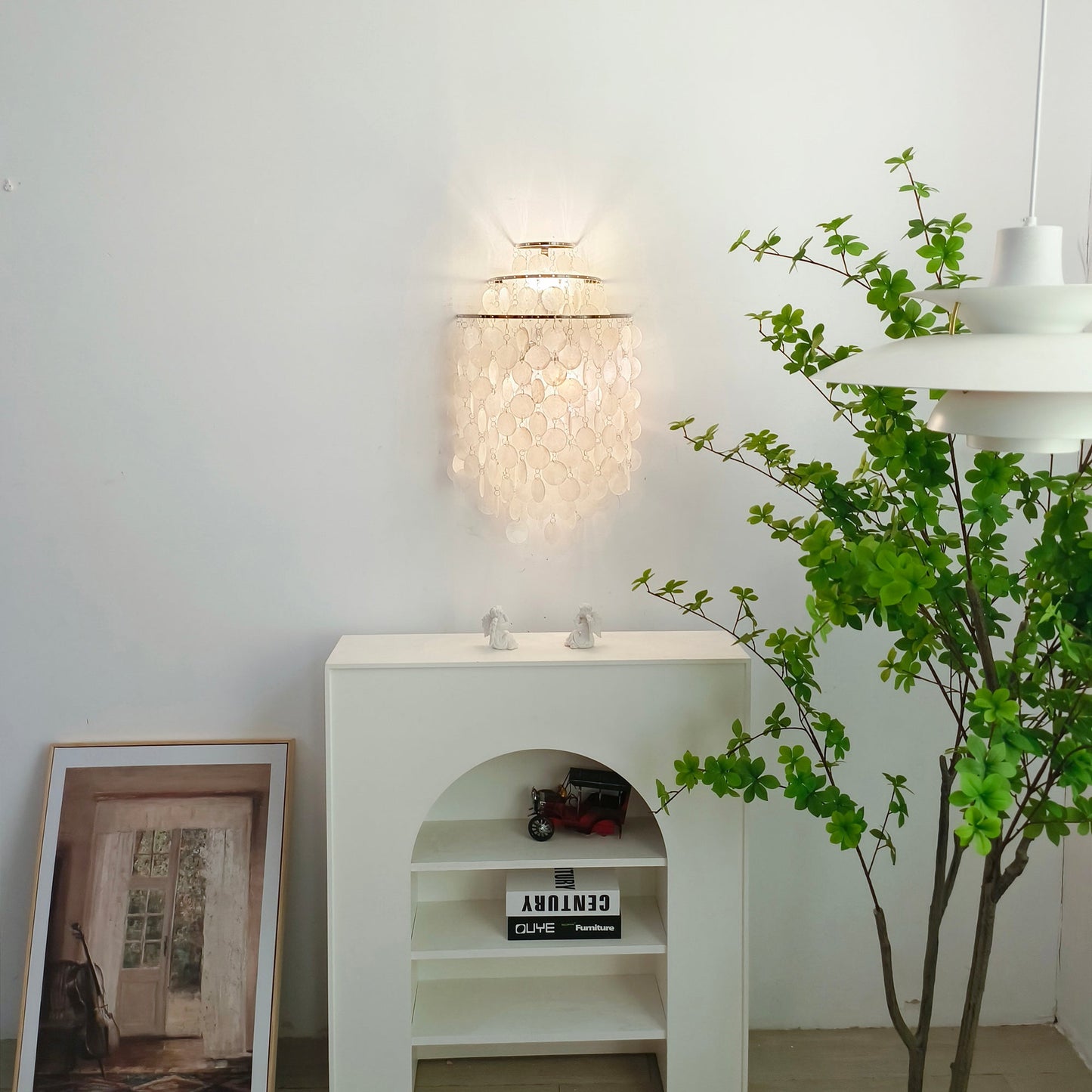 Shell Cascading Wall Light - Chrome & White Shell Design