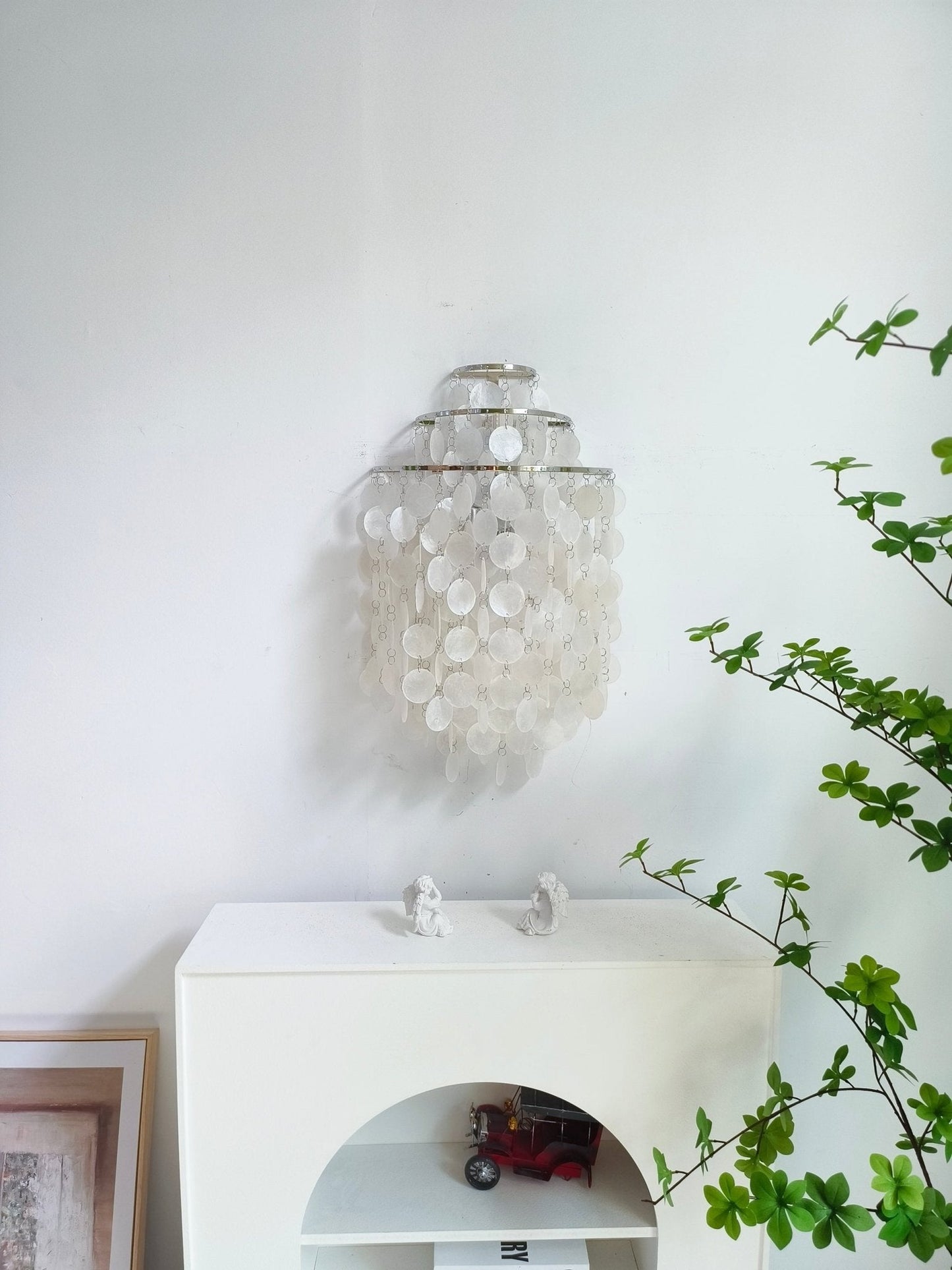 Shell Cascading Wall Light - Chrome & White Shell Design