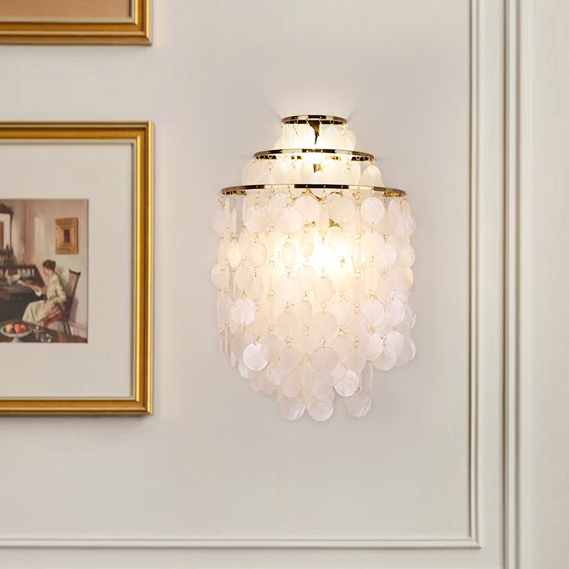 Shell Cascading Wall Light - Chrome & White Shell Design
