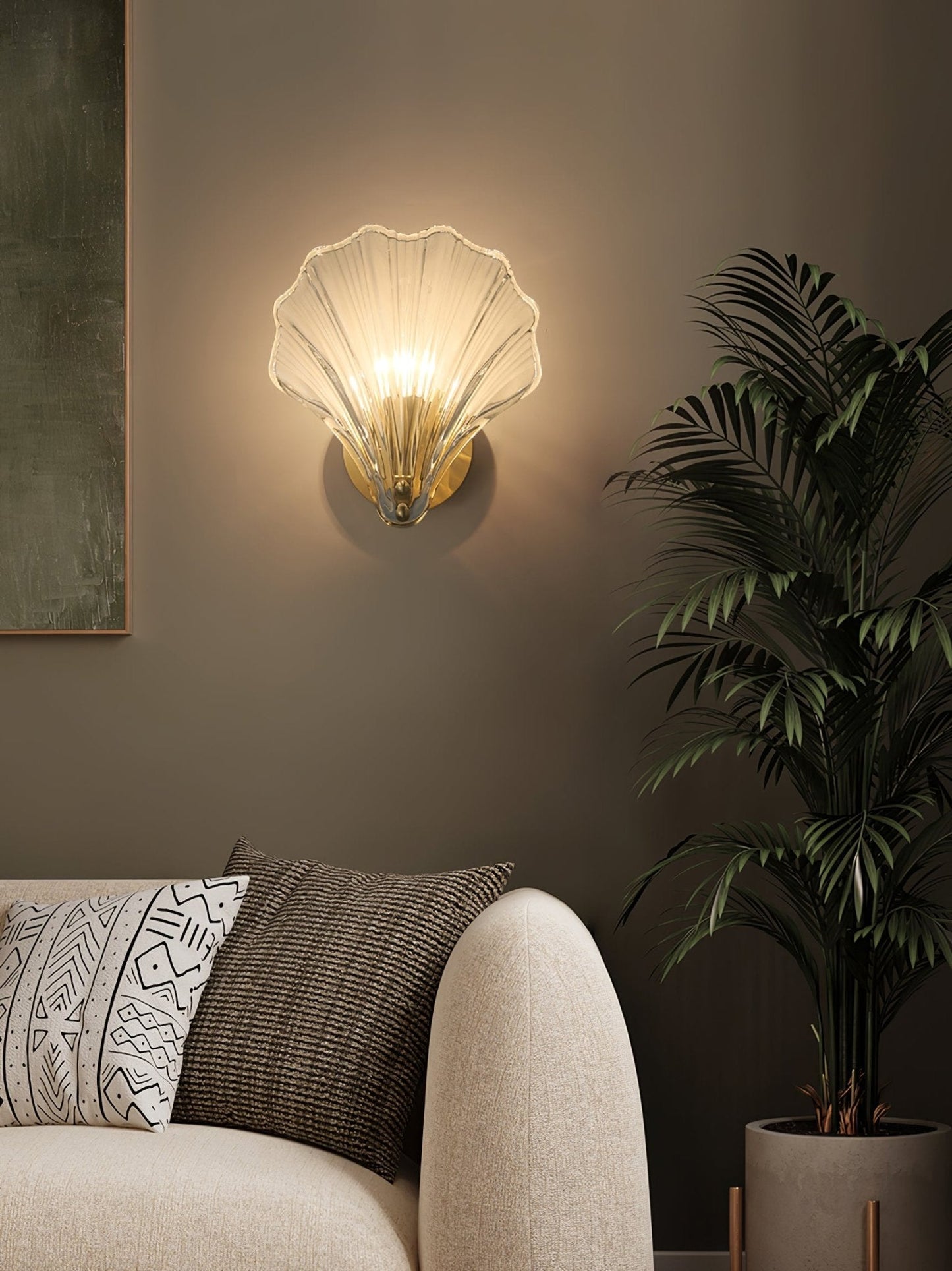 Shell Wall Light Set of 2 with Brass Finish and LED
