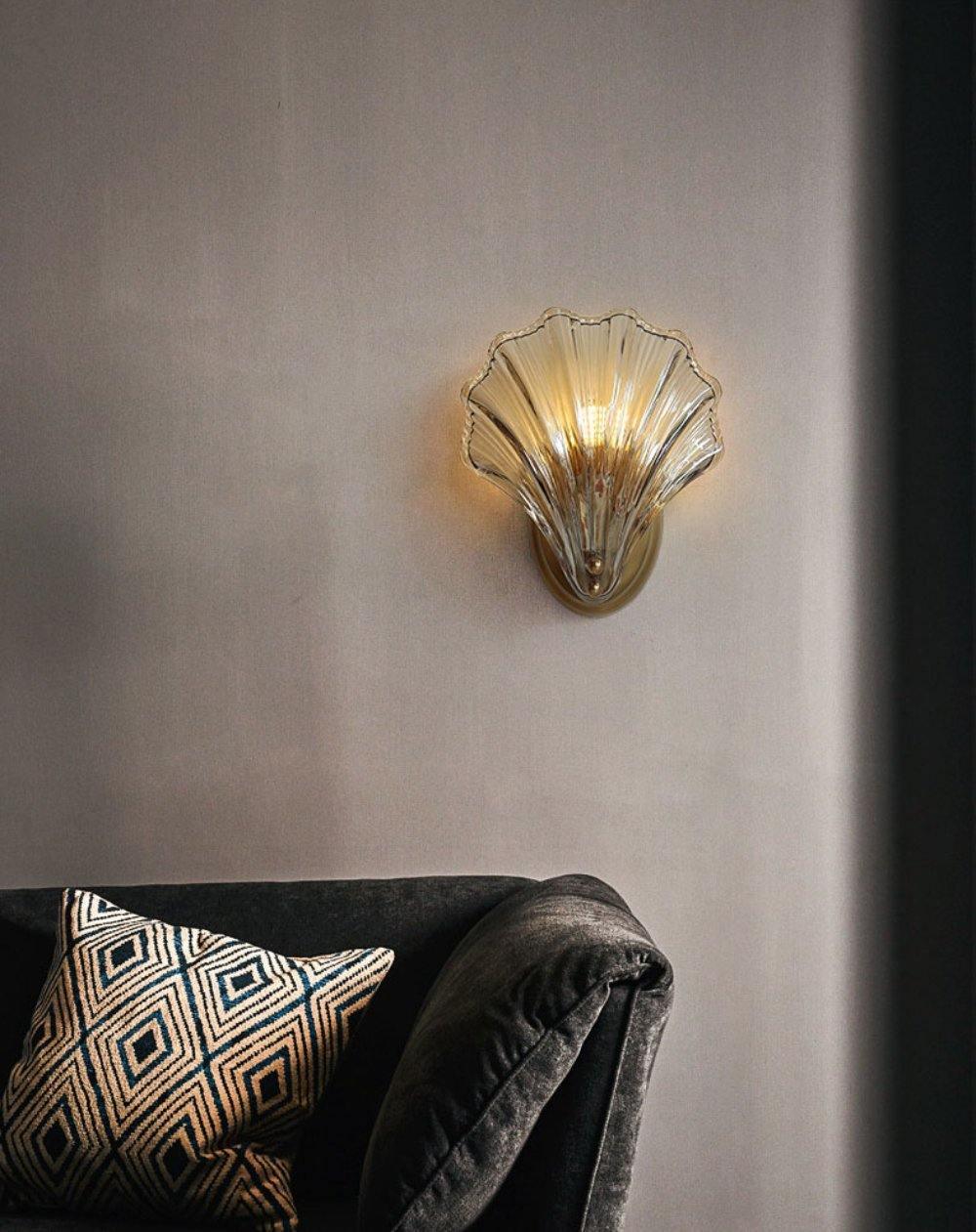 Shell Wall Light Set of 2 with Brass Finish and LED