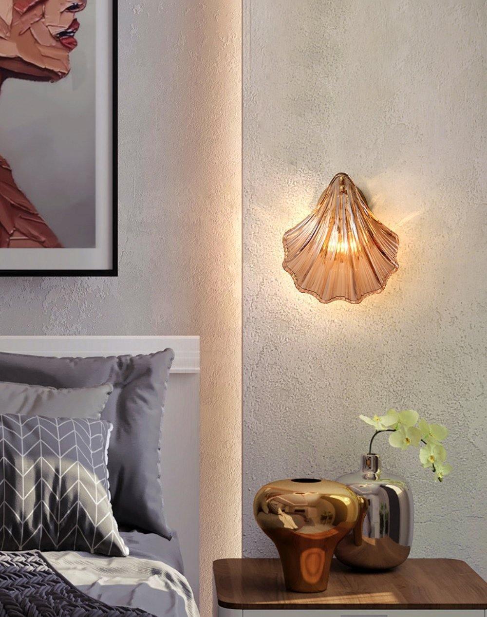 Shell Wall Light Set of 2 with Brass Finish and LED