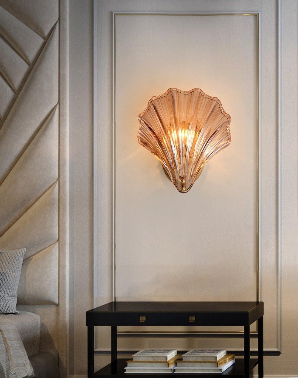 Shell Wall Light Set of 2 with Brass Finish and LED