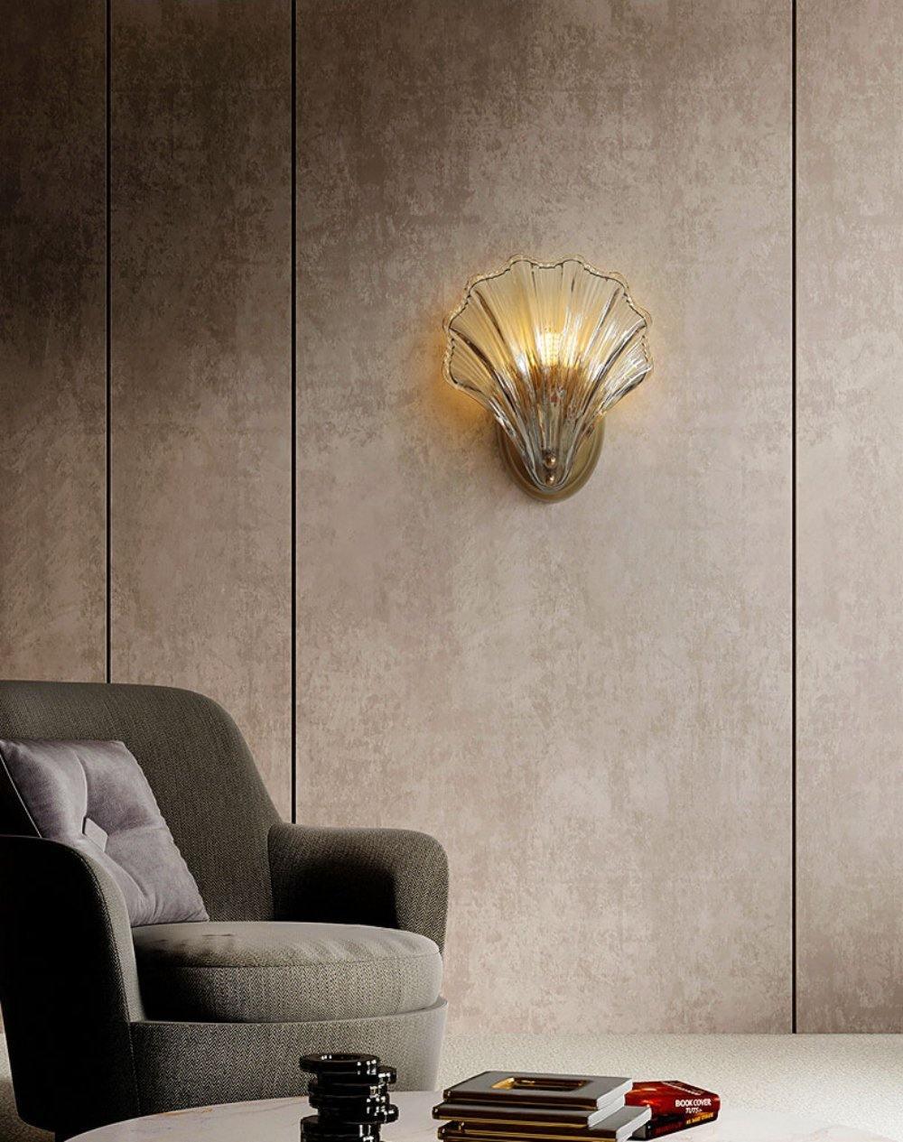 Shell Wall Light Set of 2 with Brass Finish and LED