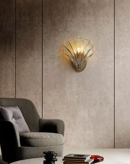 Shell Wall Light Set of 2 with Brass Finish and LED