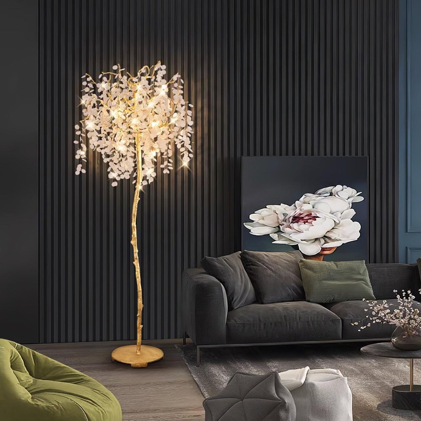Shiro Noda Floor Light - LED Brass & Glass Design 175cm