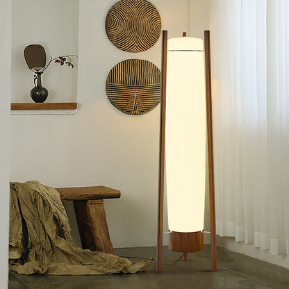Side LED Floor Lamp with Walnut Finish and Warm Light