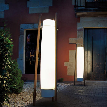 Side LED Floor Lamp with Walnut Finish and Warm Light