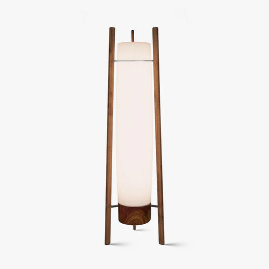 Side LED Floor Lamp with Walnut Finish and Warm Light
