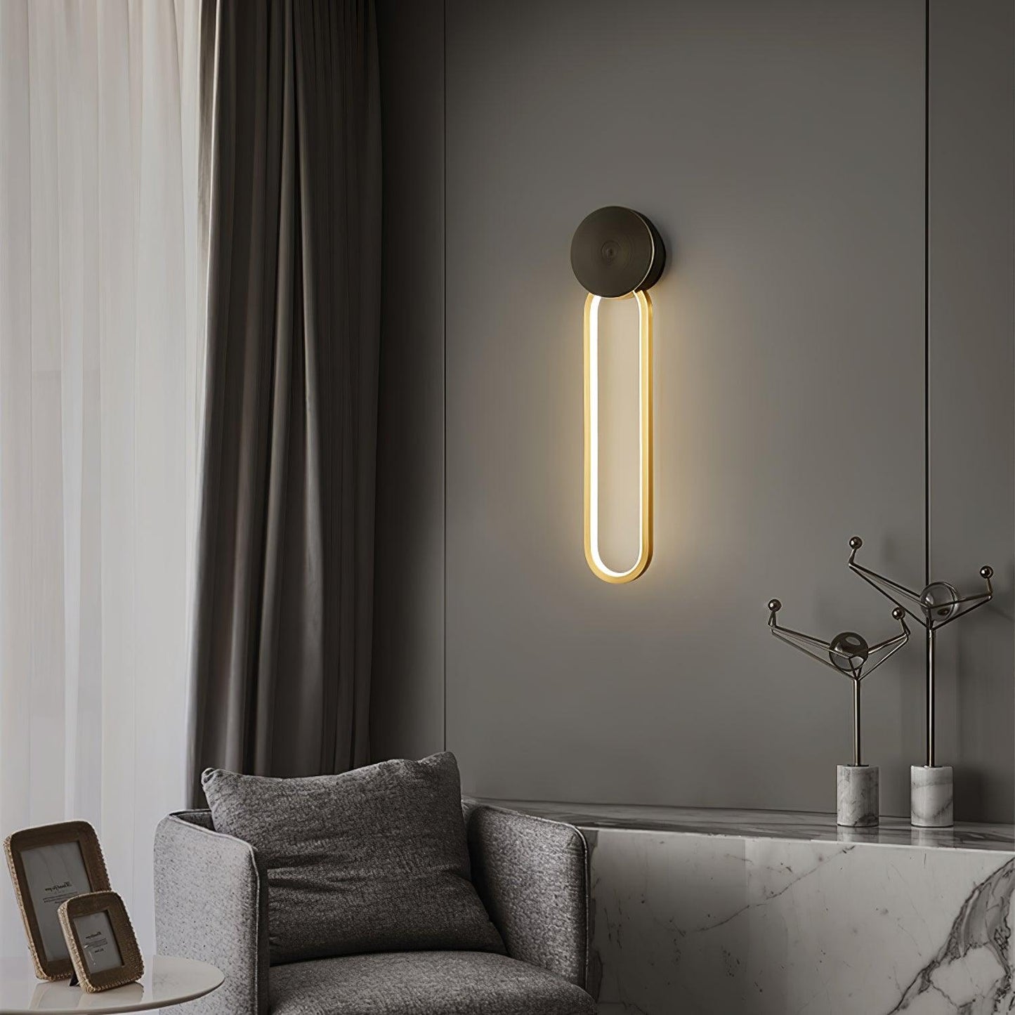 Simple Elliptical Wall Sconce with Integrated LED Lighting