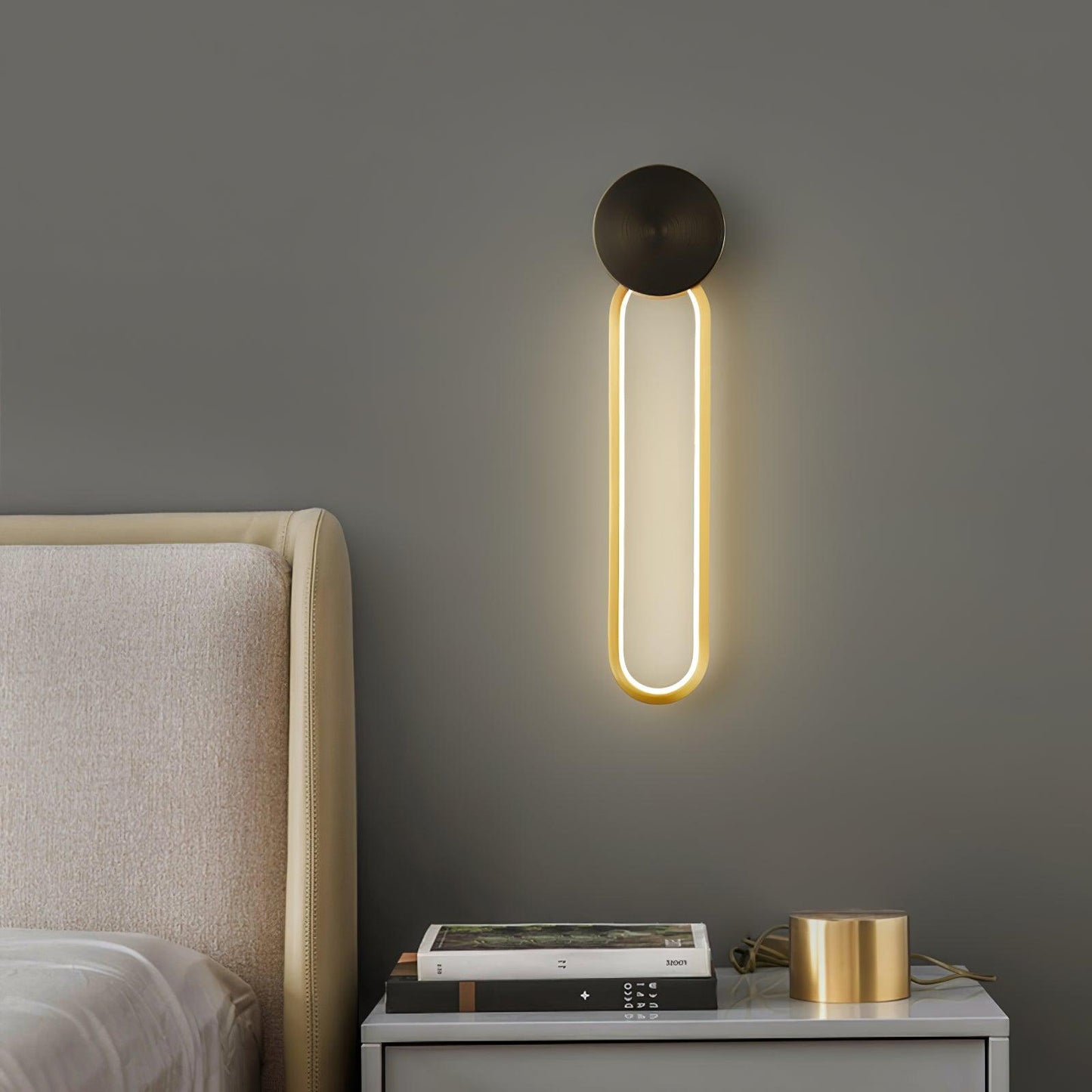 Simple Elliptical Wall Sconce with Integrated LED Lighting
