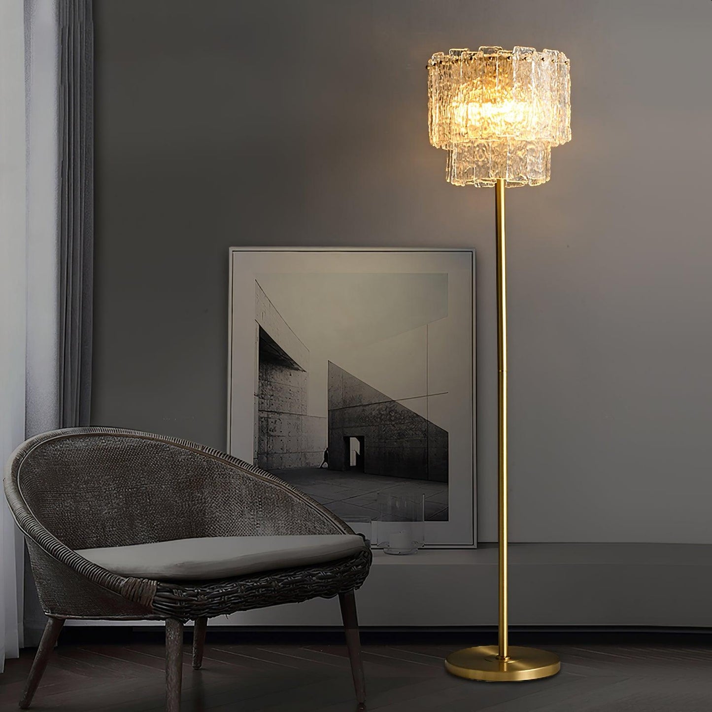 Skylar Floor Lamp LED Brass and Glass Indoor Lighting