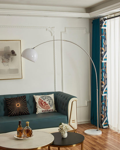 Sneedville Arched Floor Lamp with Marble Base and LED Shade