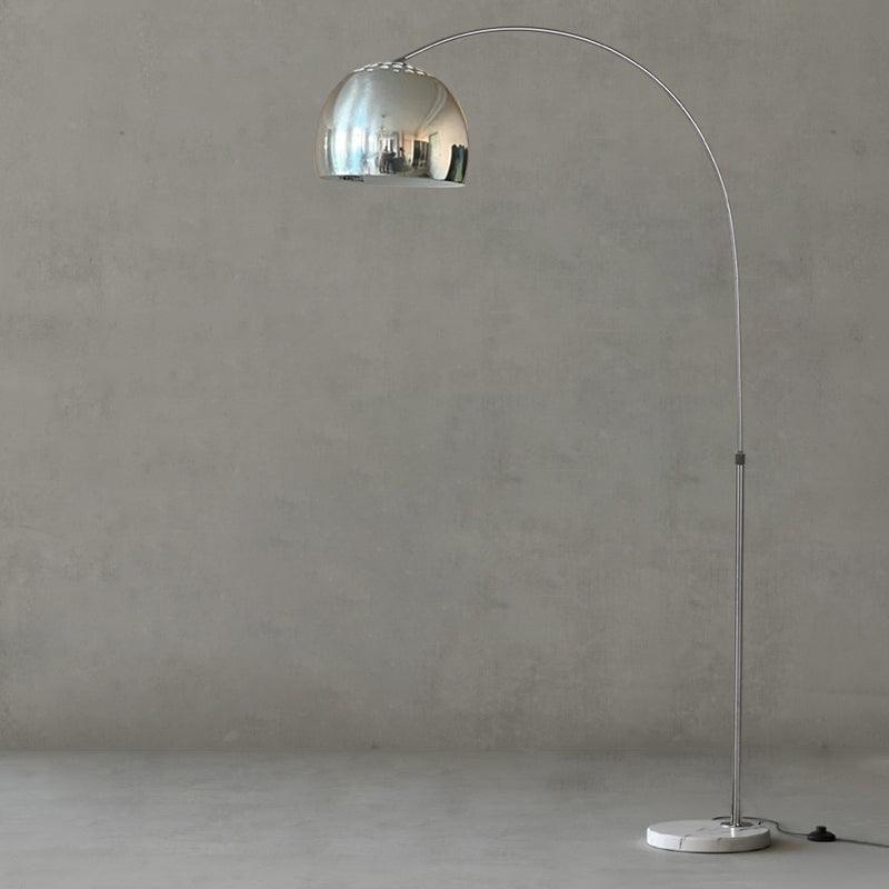 Sneedville Arched Floor Lamp with Marble Base and LED Shade