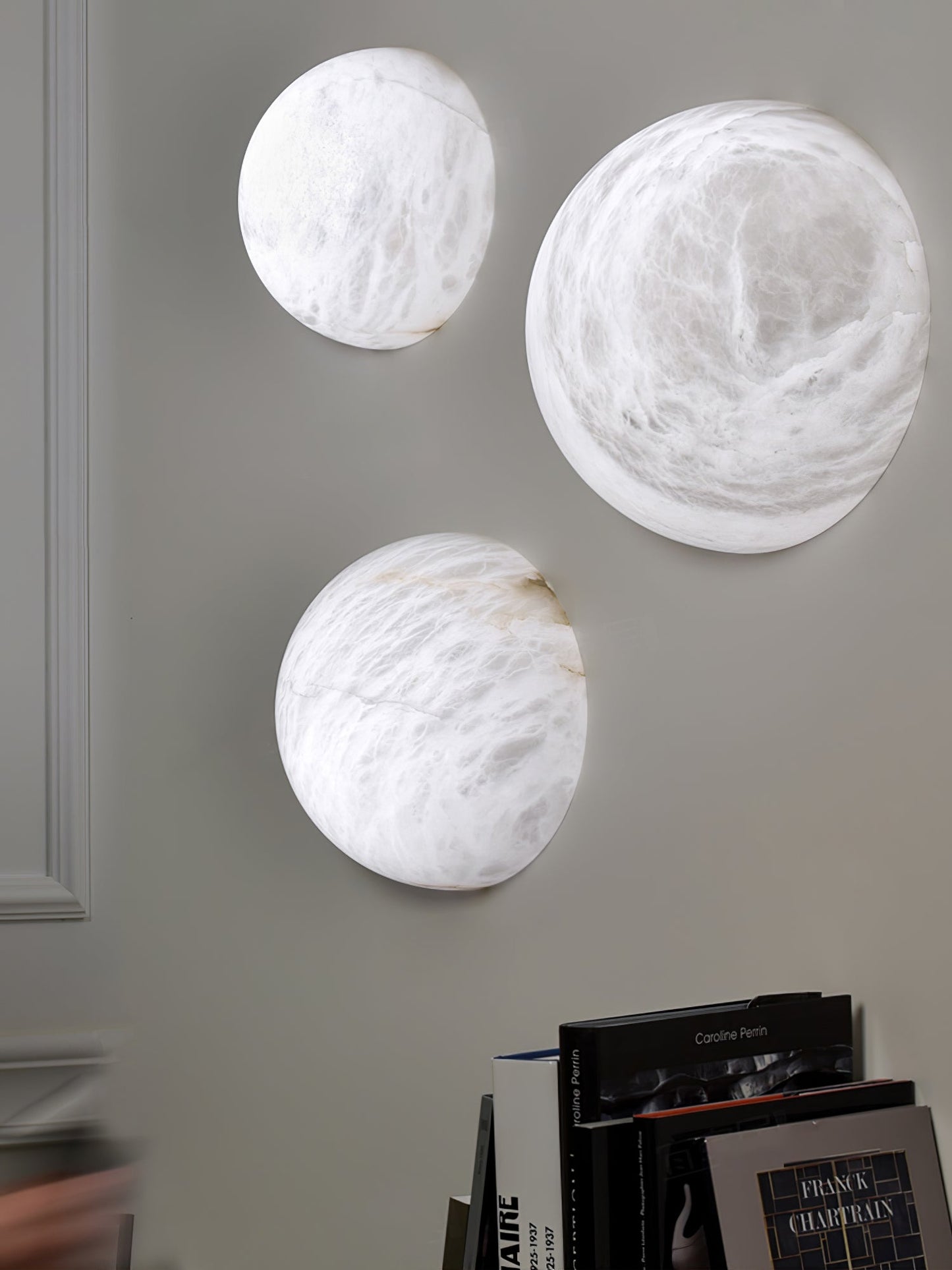 Snowflake Alabaster Wall Sconce with Integrated LED Lighting