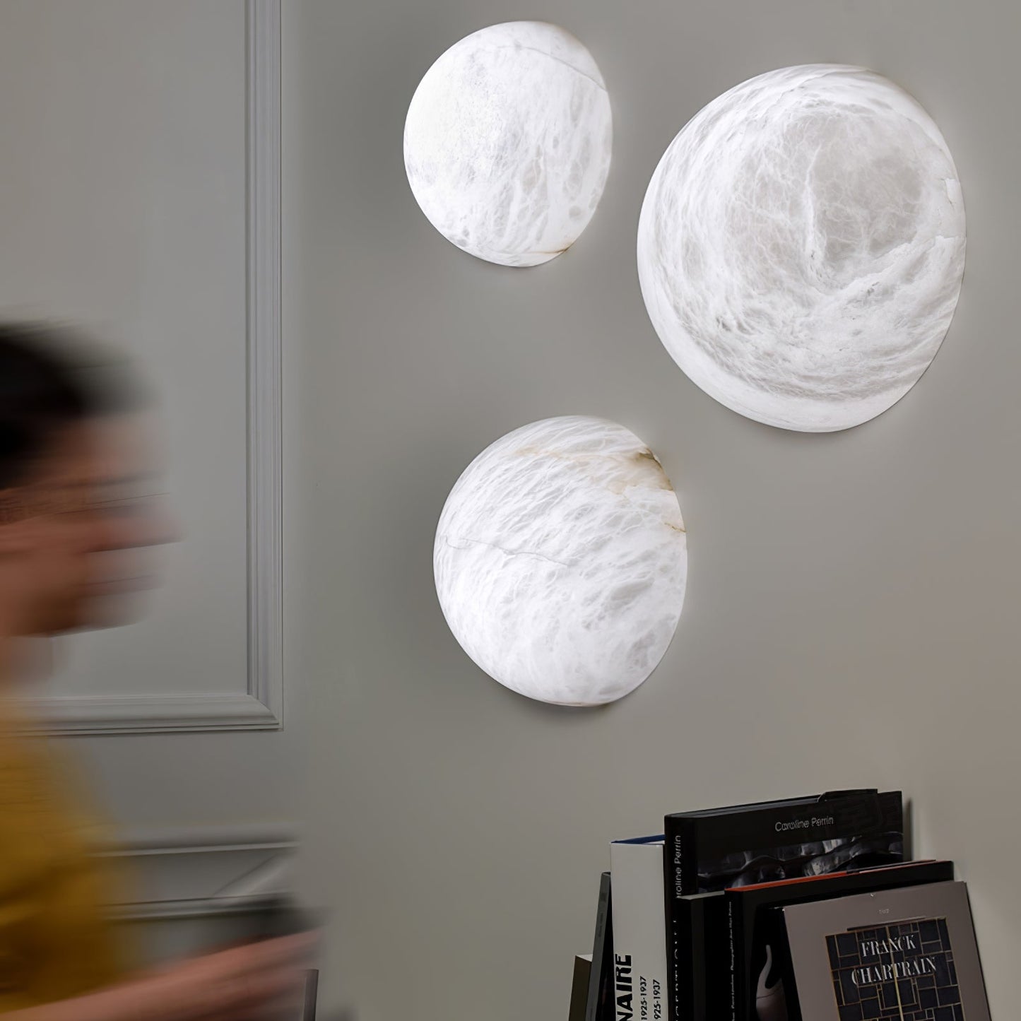 Snowflake Alabaster Wall Sconce with Integrated LED Lighting