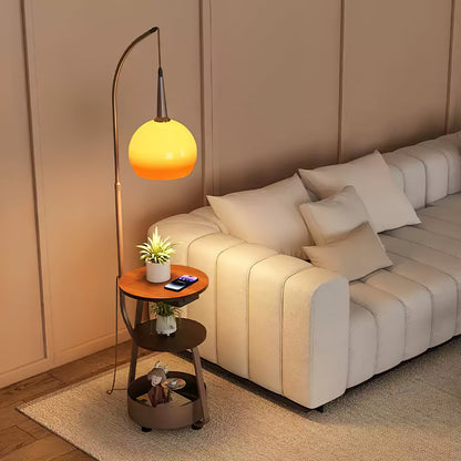 Solstice Arc Floor Lamp with Shelves and LED Light