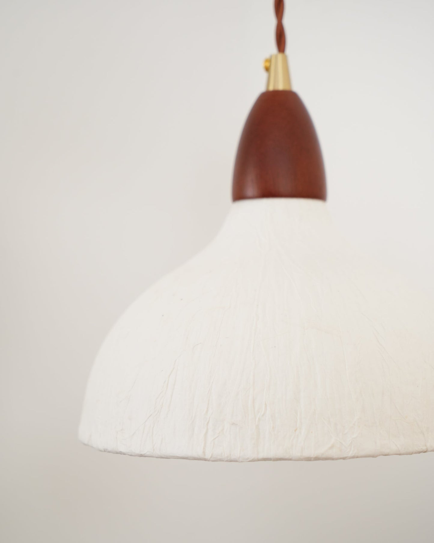 Soren Wall Lamp - Handmade White Rice Paper Shade, Walnut Wood