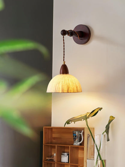 Soren Wall Lamp - Handmade White Rice Paper Shade, Walnut Wood