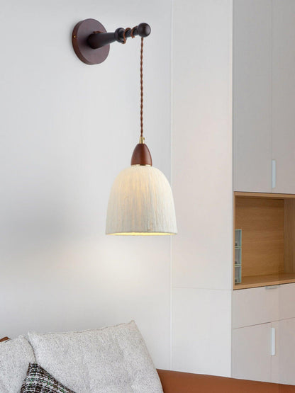 Soren Wall Lamp - Handmade White Rice Paper Shade, Walnut Wood