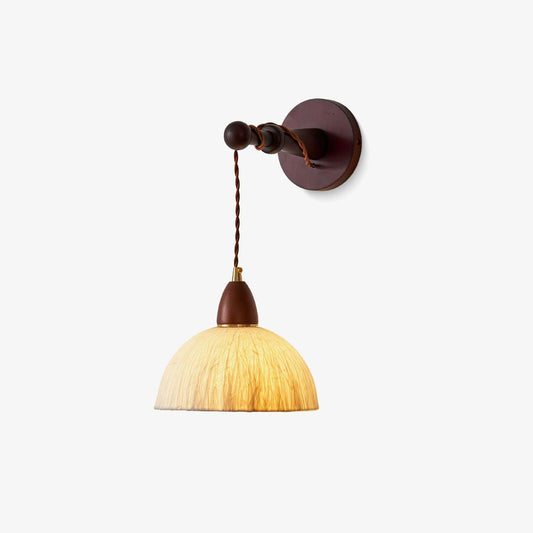 Soren Wall Lamp - Handmade White Rice Paper Shade, Walnut Wood
