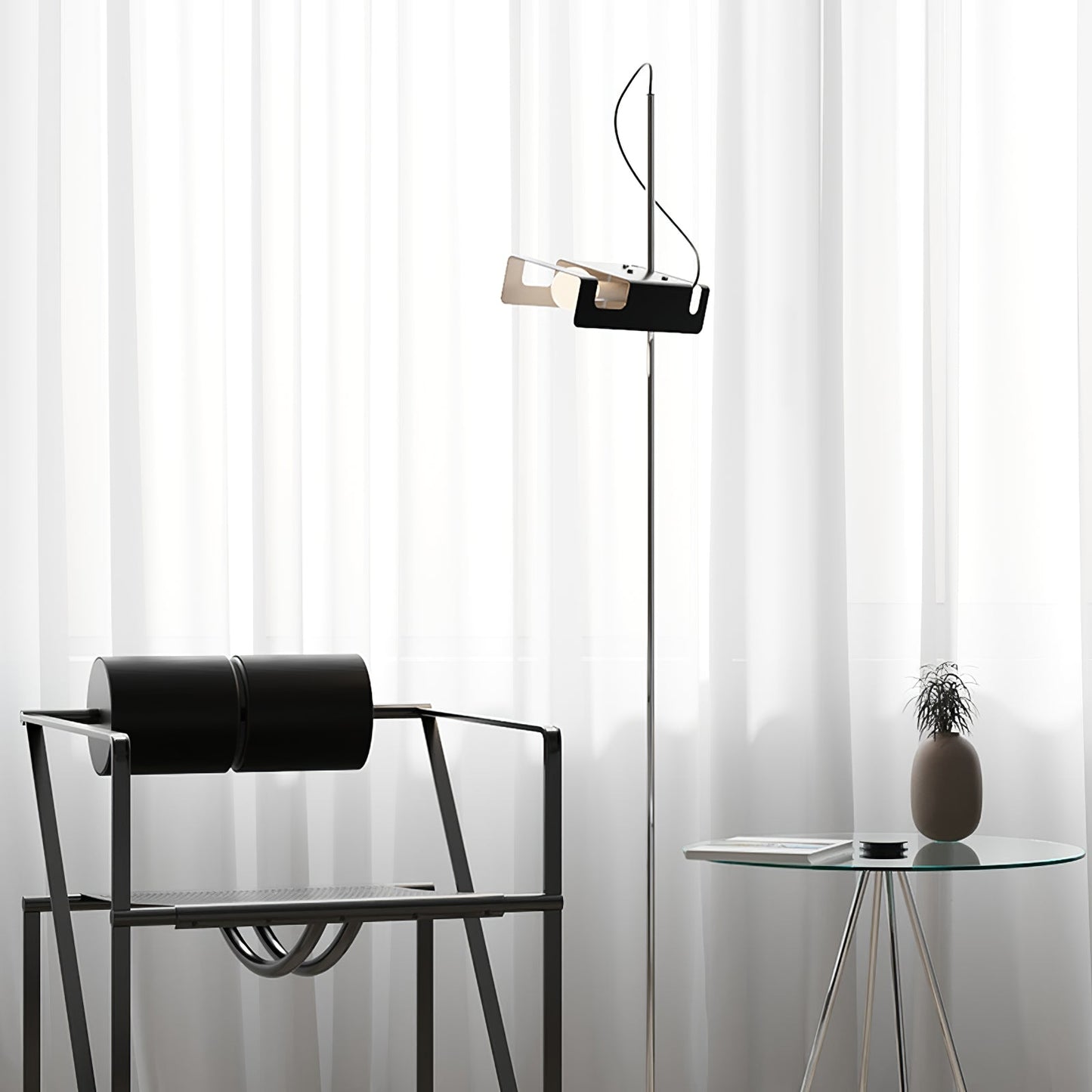 Spider Floor Lamp with Adjustable Reflector and LED Bulb