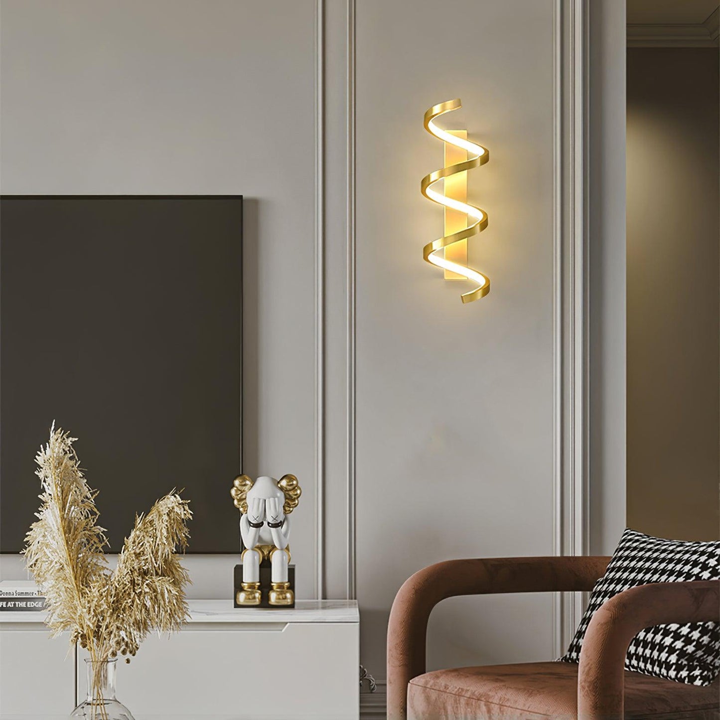 Spiral Wall Light Modern Brass LED Dimmable Indoor Set of 2