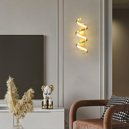Spiral Wall Light Modern Brass LED Dimmable Indoor Set of 2