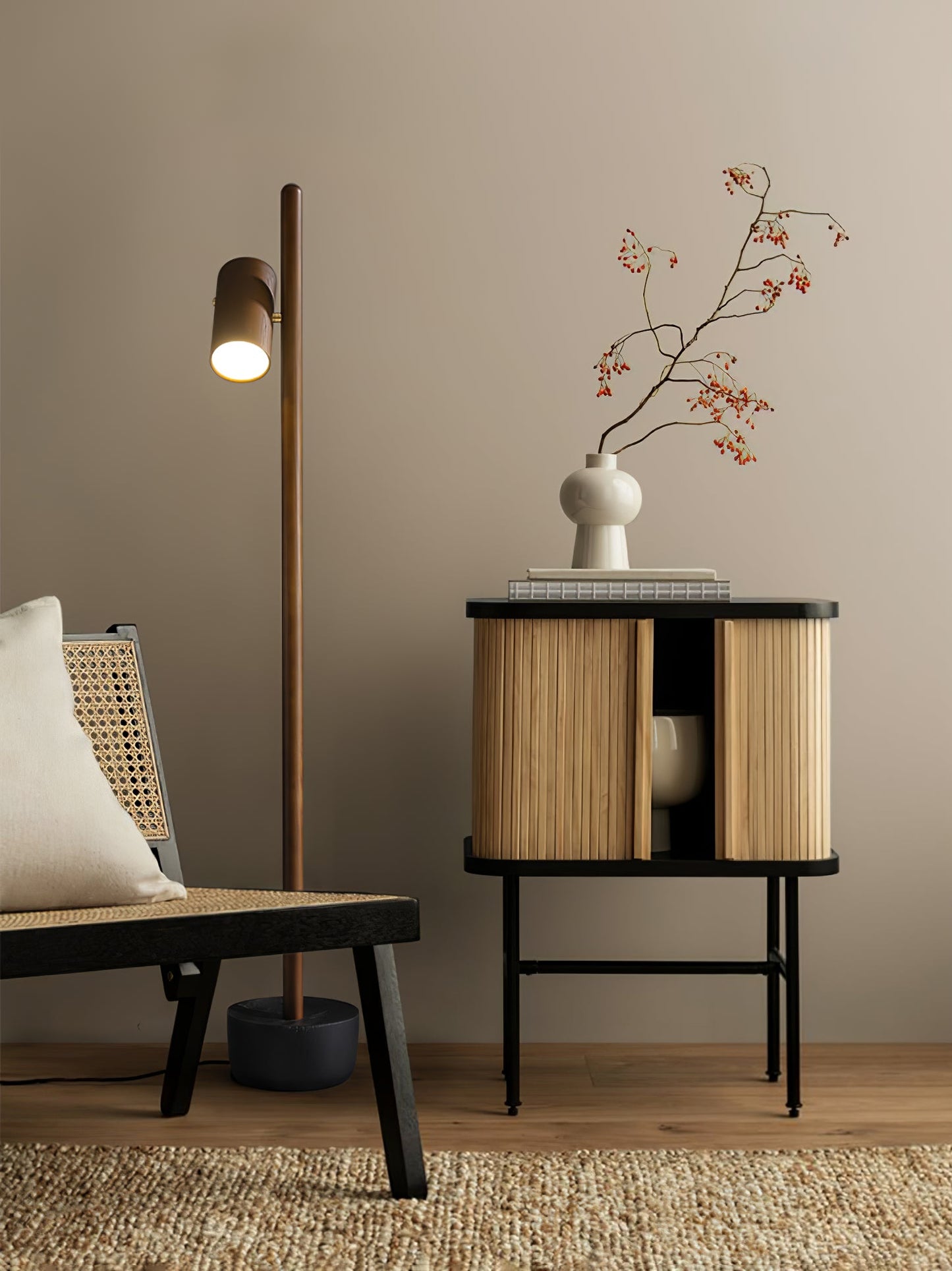 Spotlight Wood Floor Lamp - Adjustable LED Modern Design