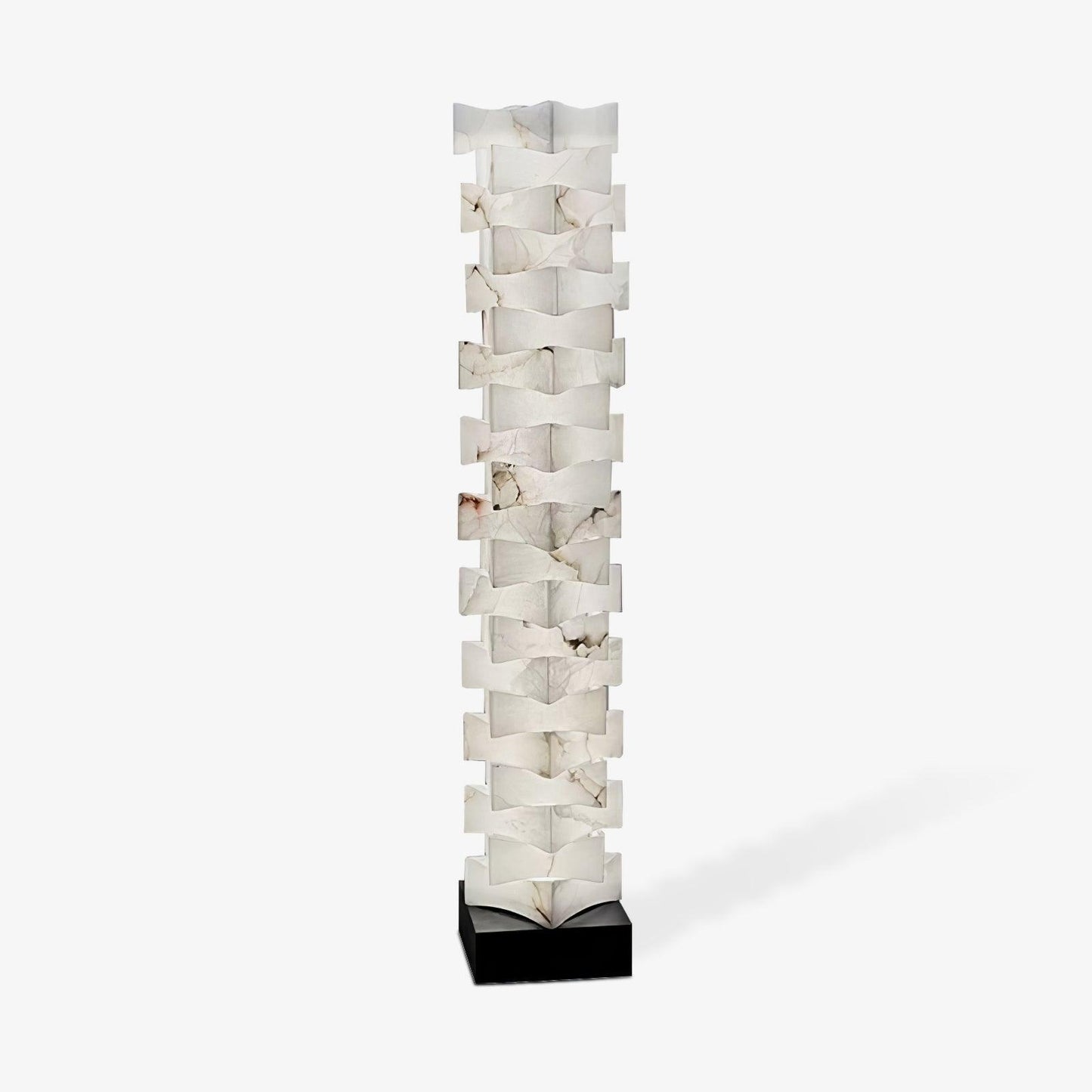 Stacked Alabaster Squares Floor Lamp with LED Light
