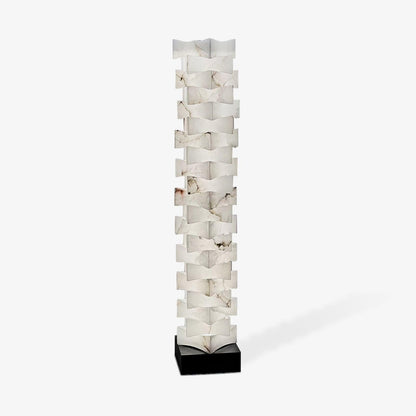 Stacked Alabaster Squares Floor Lamp with LED Light