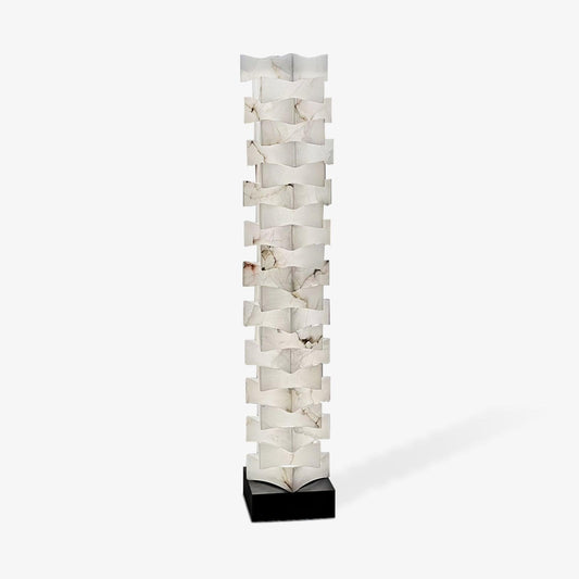 Stacked Alabaster Squares Floor Lamp with LED Light